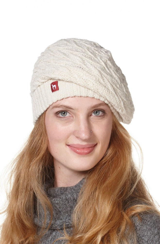 Knit beret tucks baby alpaca, ladies, one-size