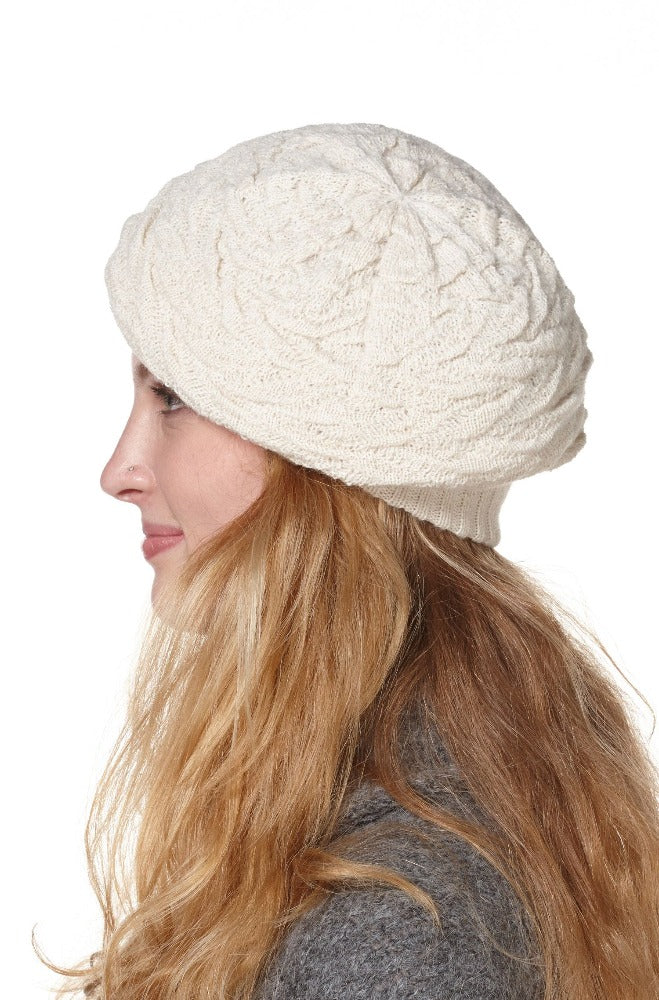Knit beret tucks baby alpaca, ladies, one-size