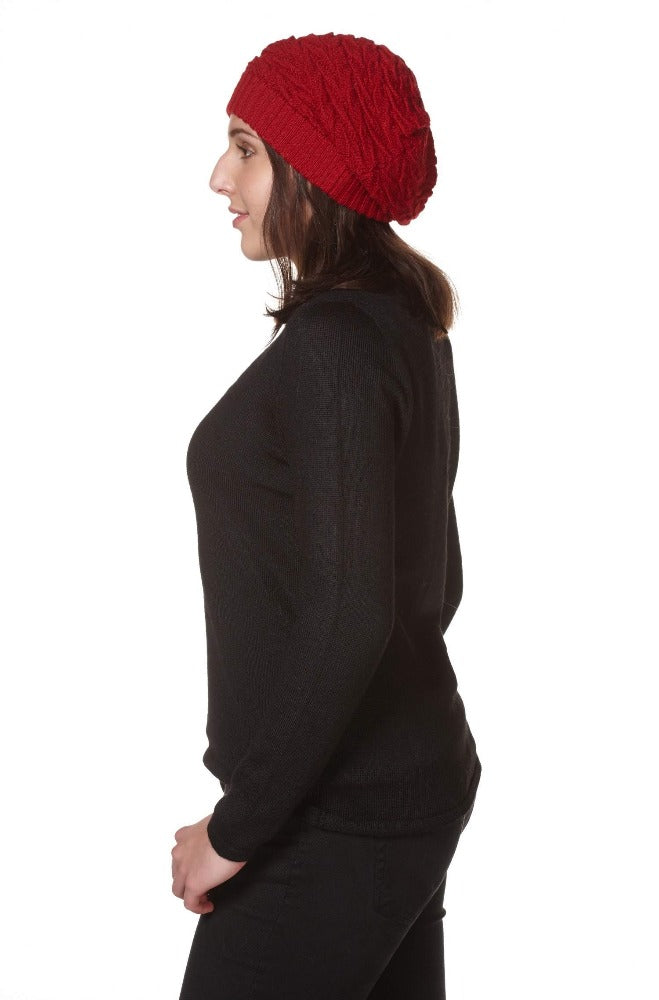 Knit beret tucks baby alpaca, ladies, one-size