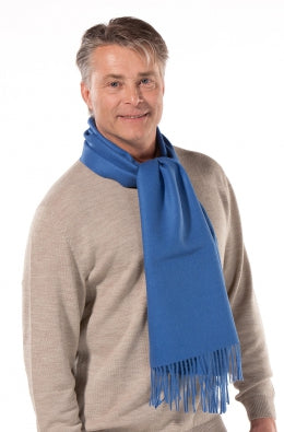 Woven scarf baby alpaca unisex, blue