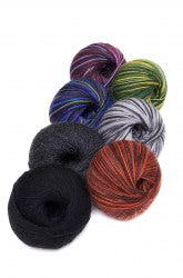 Sock yarn, hand-dyed, multicolored, 50g