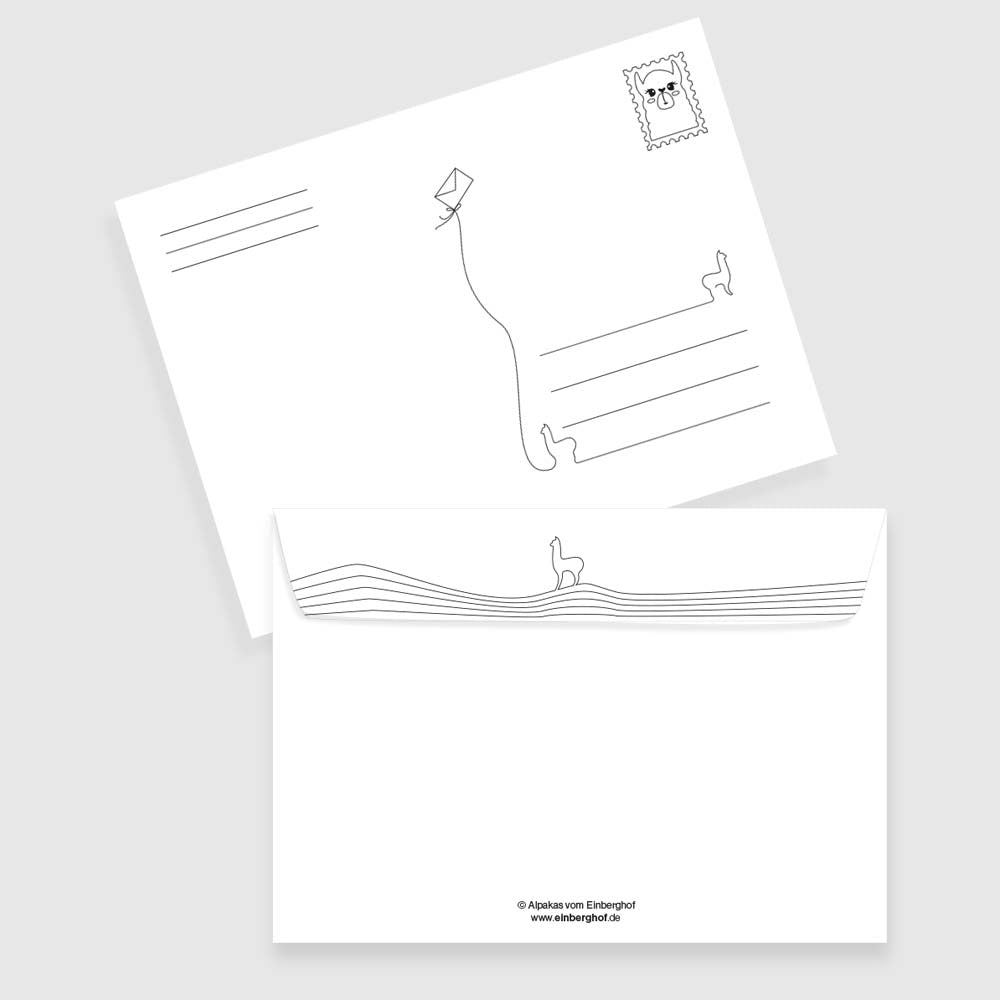 Weihnachtskarte mit Alpakamotiv "Diego" inkl. Kuvert